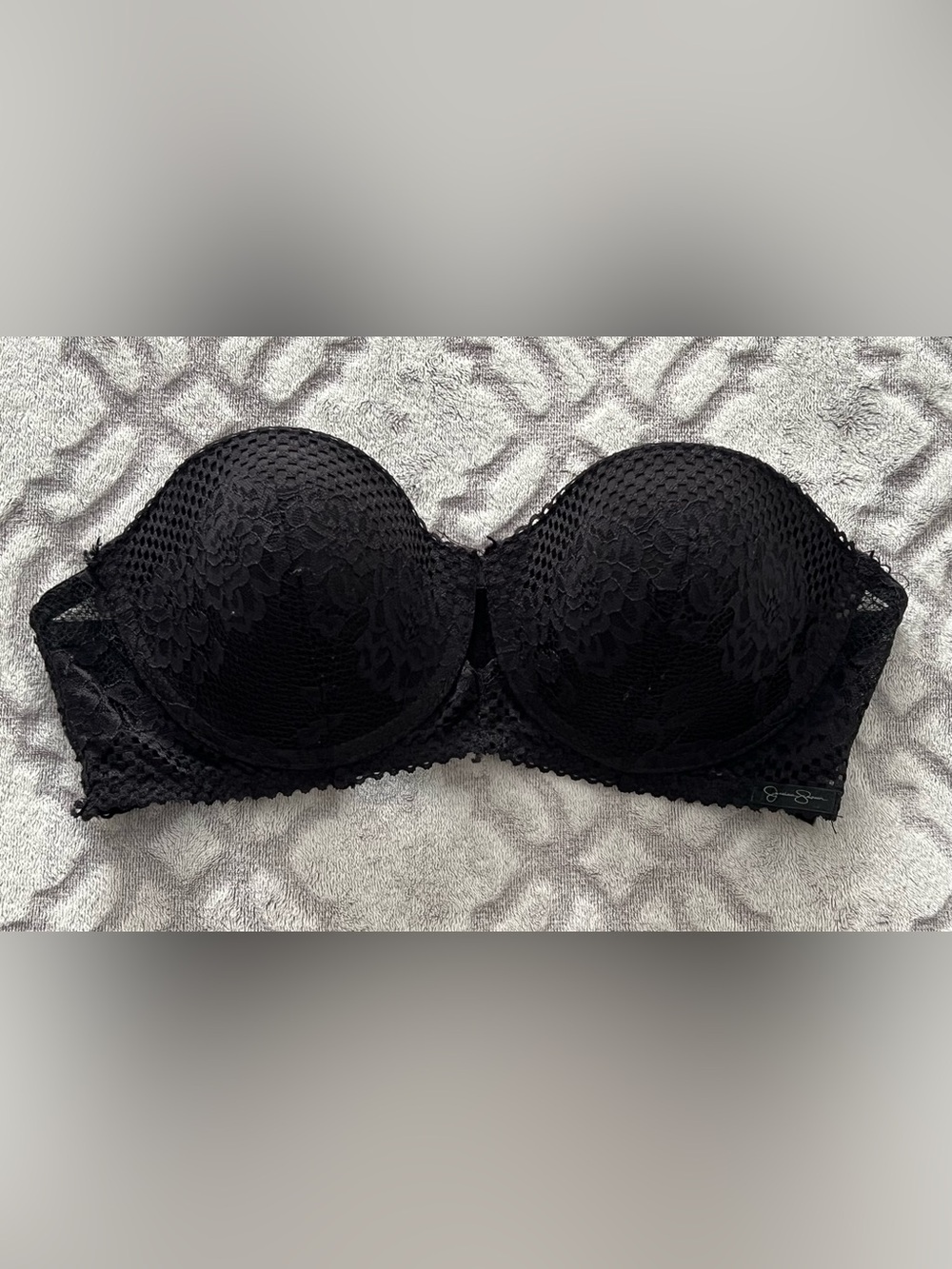 Jessica Simpson Black Lace Strapless Longline Bra 34C NWOT No Straps
